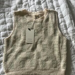 Cream Knit Sleeveless Top